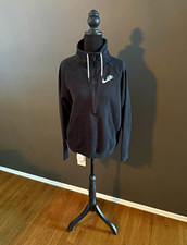 Nike Women's Black Fleece Full Zip Hoodie S Logo Hooded Pockets Drawstring