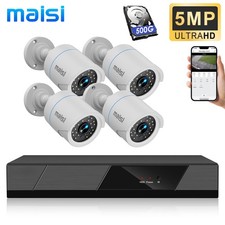 MAISI 5MP CCTV 4 Camera System HD 4CH DVR Home Outdoor Kit With 500gb Hard Drive