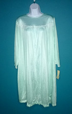 NWT Vtg Carole 100 Nylon Hospital Nightgown aqua W/ White Lace Adaptive Sz L