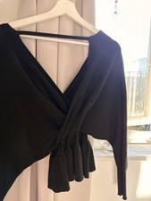 Women’s Black V Neck Wrap Sweater One Size Fits Size 8