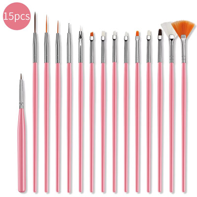 15 Stck. Fine Detail Pinsel Set Acryl UV Gel Zeichnen Punkte Maniküre Nagel A