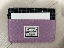 New Herschel Supply Co Charlie Slim Cardholder Wallet Regal Orchid Black Canvas