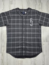 FreshJive Made In USA WTFIRGO Los Angeles Black Gray Plaid Baseball Shirt Mens S