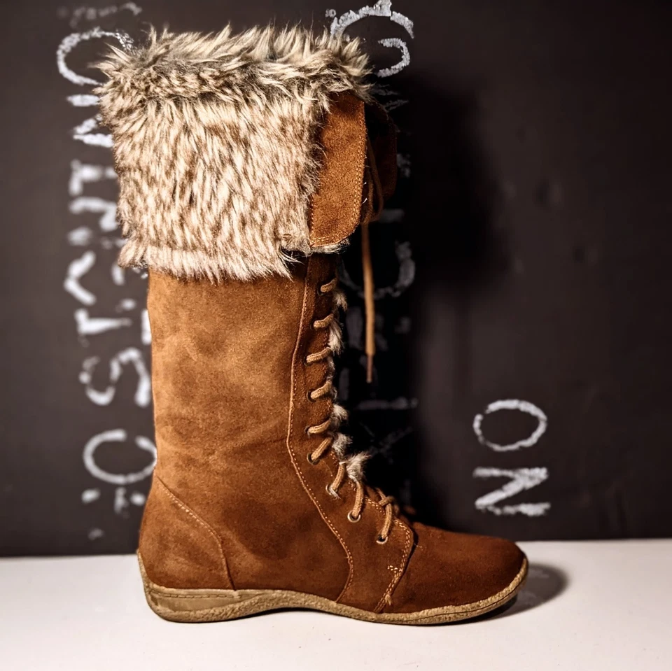 Botas de invierno Ruff talladas marrón forradas de piel talla 8 Foto 2 de 4