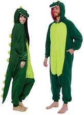 Funziez Dinosaur Costume - Trex Cosplay - Reptile One Piece Pajama Green Dino...