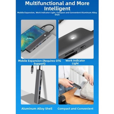 7-in-1 Aluminium Docking Hub mit Kartenleser für Laptop Tablet 18x9x3cm