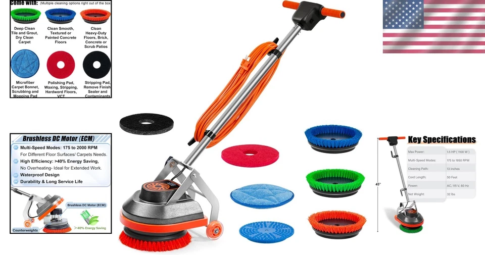 Máquina fregadora de pisos tampón orbital limpiador de alfombras azulejos madera dura Foto 2 de 4