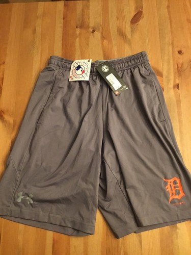 Pantaloncini da uomo Detroit Tigers Under Armour Performance S/small grigio/arancione nuovi con etichette - Foto 3 di 4