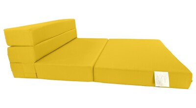 Queen Folding Foam Mattresses, Portable Chair Bed Lounger, 6 x 60 x 80, Yellow