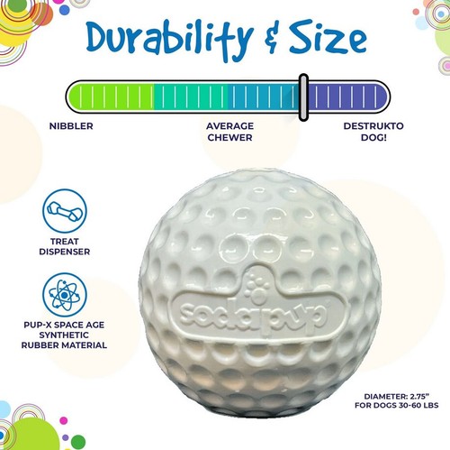 SodaPup Golf Ball Gummi Leckerli Spender & Enrichment Spielzeug - für Hunde - Bild 8 von 8