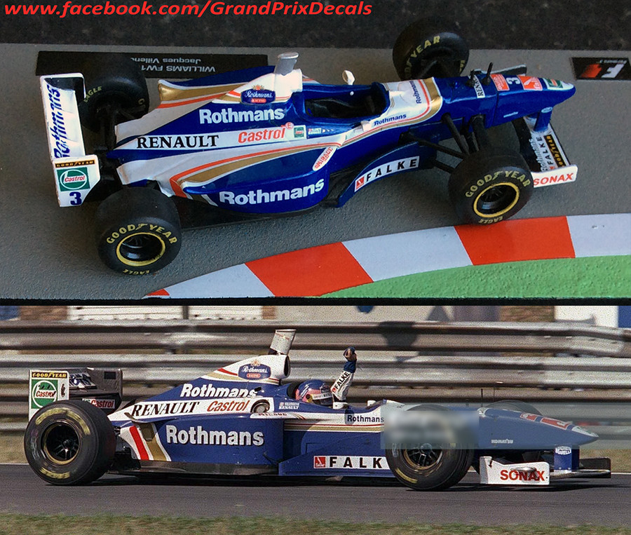 F1 Car Collection Williams FW19 ROTHMANS 1997 water slide DECALS 1