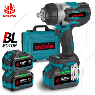 ONEVAN Batería Destornillador de Impacto 2800Nm 1/2" Trinquete Destornillador a Batería con 2x928VF Batería