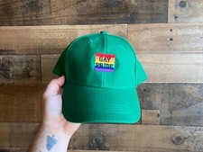 Gay Pride Hat Adult Mens Womens Dad Mom Cap Green Rainbow Flag Sewn Acrylic