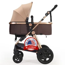 Luxury Newborn Baby Infant Stroller Foldable Convertible Bassinet Stroller Baby