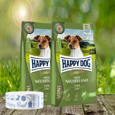 Happy Dog MINI Supreme Neuseeland 2x4 kg = 8 kg + Happy Dog Futternapf geschenkt