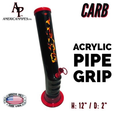 INHALE ️ 2X12'' GRIP ACRYLIC HOOKAH WATER PIPE WITH CARB MADE IN THE USA