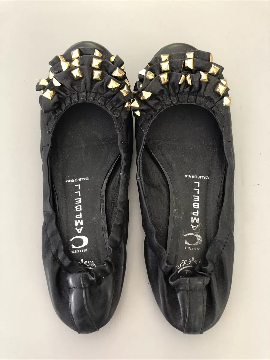 Jeffrey Campbell Gold Studded Flats Black Size 7 eBay