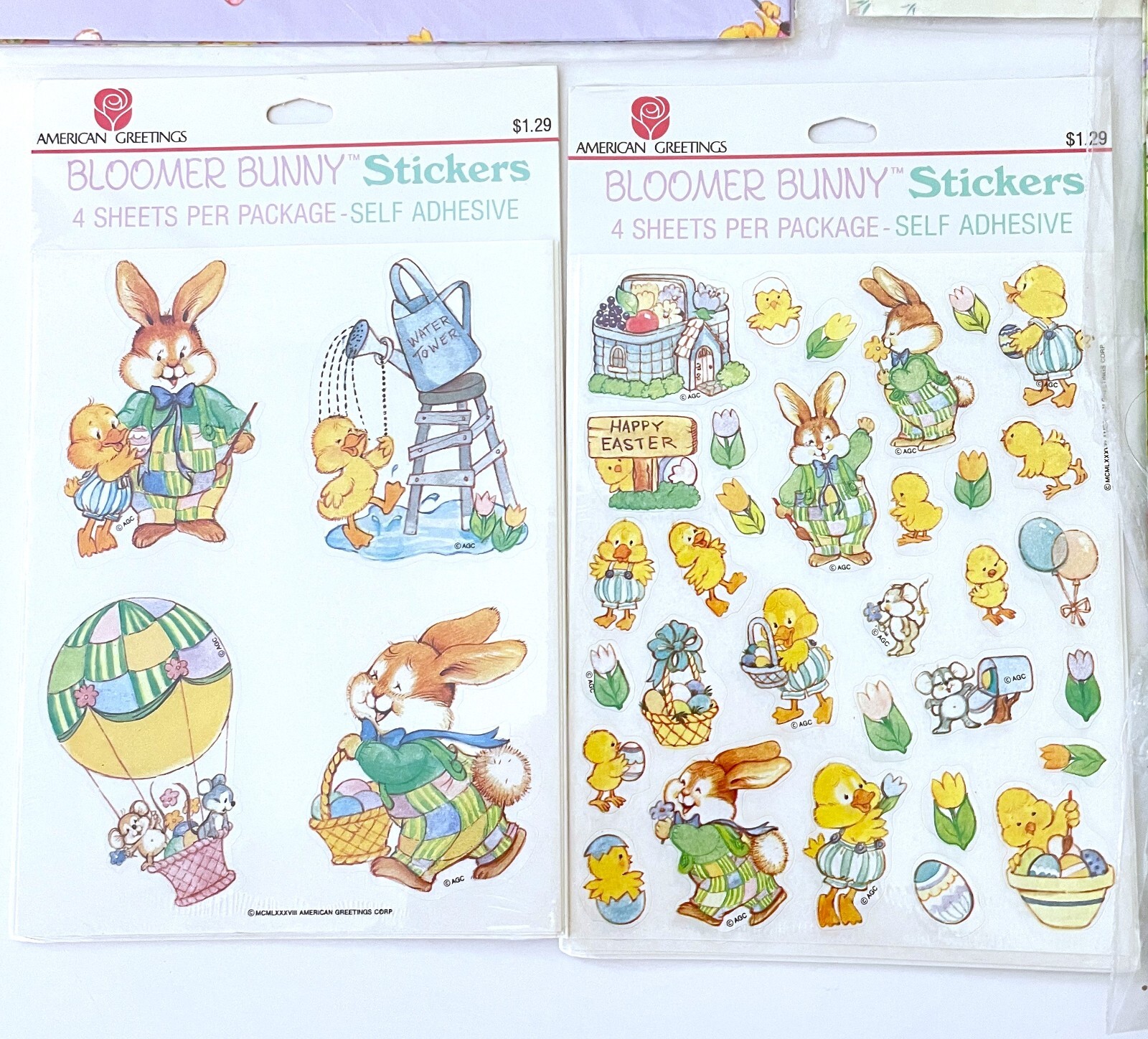 Vintage Gift Wrapping Paper Easter Bunny Stickers Lot 80's to 90's