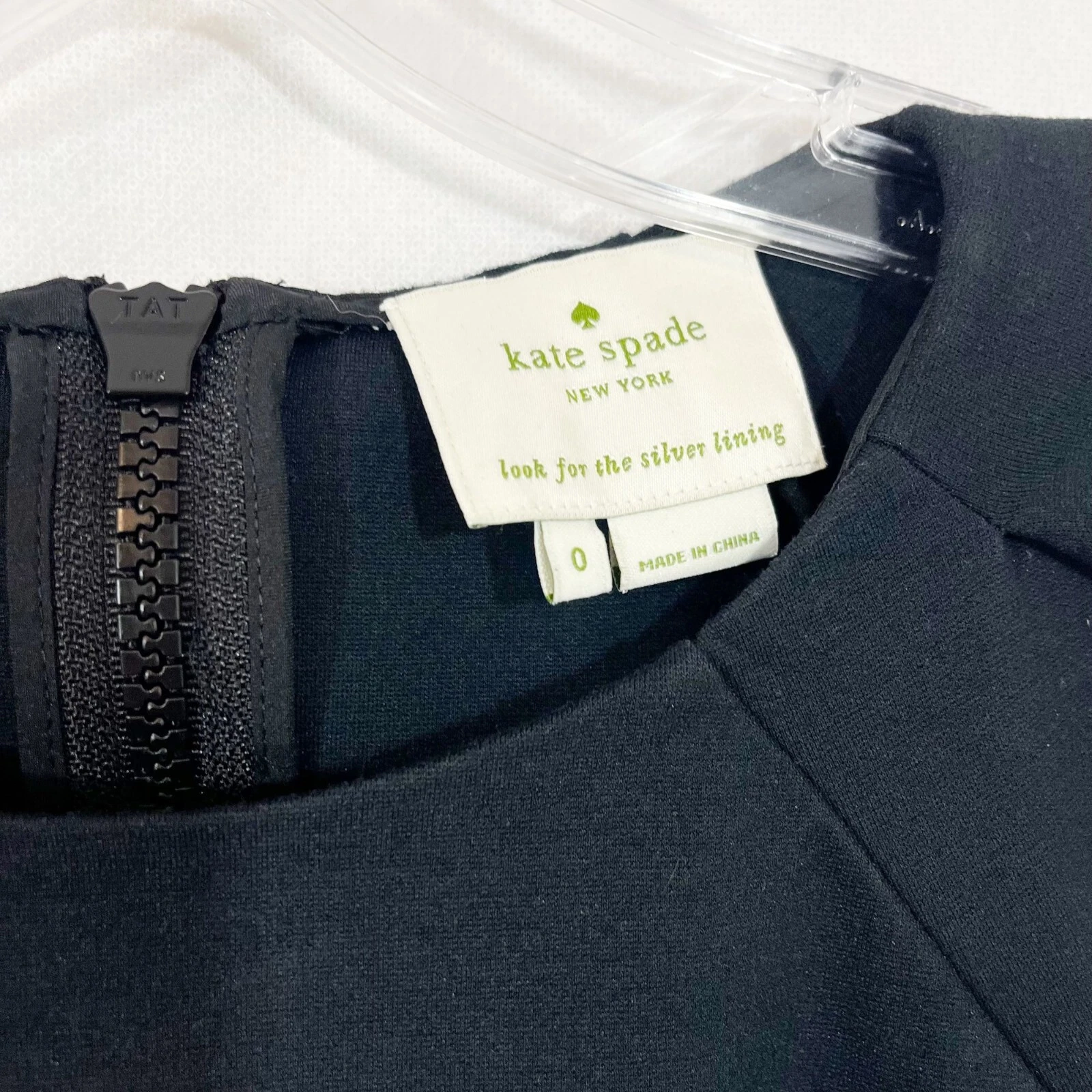 Abito tubino Kate Spade nero ponte manica cappuccio business carriera ufficio taglia 0