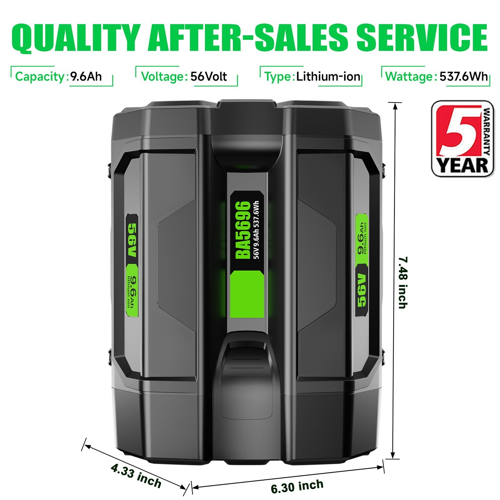 For EGO 56V 9.6Ah Lithium Battery BA5600T 56Volt Power+ BA4200 BA2800 ST1502LB