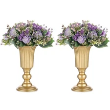 Nuptio Pcs of 2 Flowered Metal Trumpet Vase Elegant Wedding Centerpieces Vase...