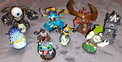 Skylanders Swap Force 9 Figure Lot w/Legendary Grim Screeper Eye Brawl Head Rush