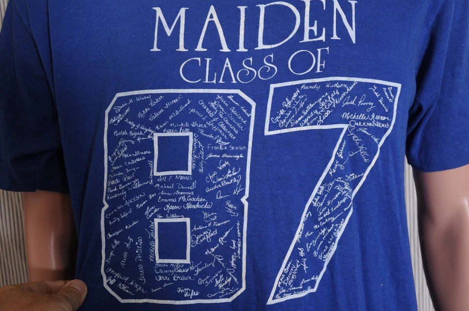 Винтажный '80-х класса 1987 Maiden средней школы NC синий футболка M одиночный стежок - Изображение 3 из 4
