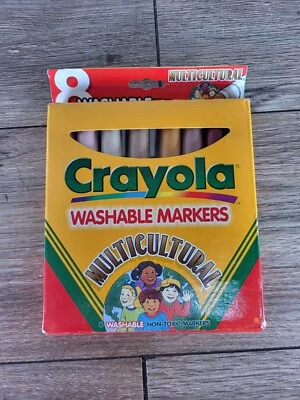 Vintage 1997 Crayola Multicultural Ethnic Skin Tones Washable Markers 8 Colors - Image 1 of 2