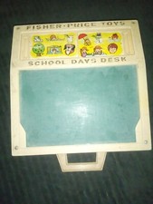 VINTAGE 70's FISHER PRICE SCHOOL DAYS TOY DESK MAGNETIC TOP CARRYING CASE