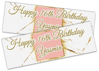 x2 Personalisierte Geburtstagsbanner Glitzer Kind Erwachsene Party Deko Poster 053