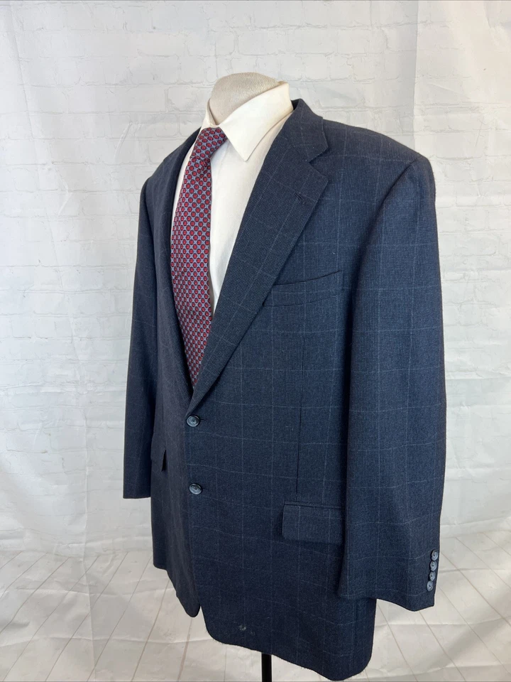 Blazer para hombre Hickey Freeman azul marino oscuro a cuadros de lana mezcla de cachemir 46L $1,495 Foto 3 de 4