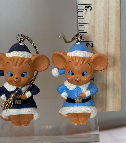 8 Weihnachtselfen Mäuse Maus Weihnachtsschmuck Hartplastik saisonal Urlaub Vintage - Bild 14 von 19
