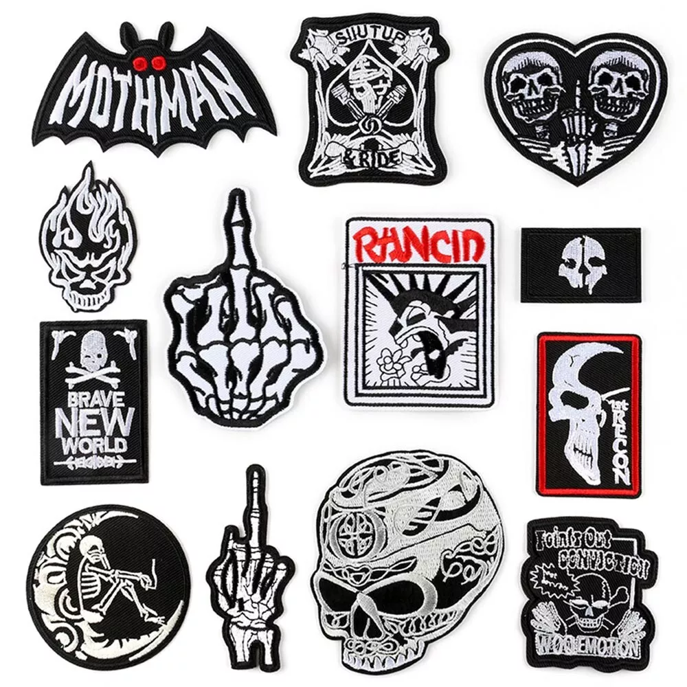 Goth Patches DIY Funny Patch Ironing Applications Cartoon and Punk  Embroidery Patch Clothing Stickers Stripe for Jacket