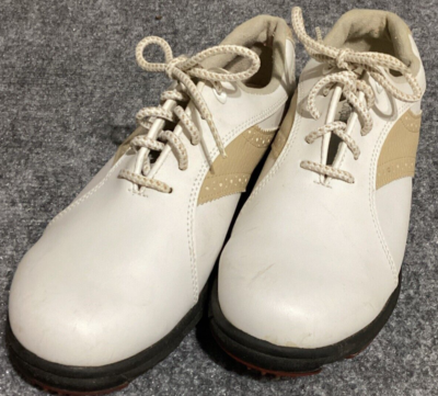 FootJoy Golf Shoes GreenJoys Women 7.5 White Tan Soft Spikes 48392