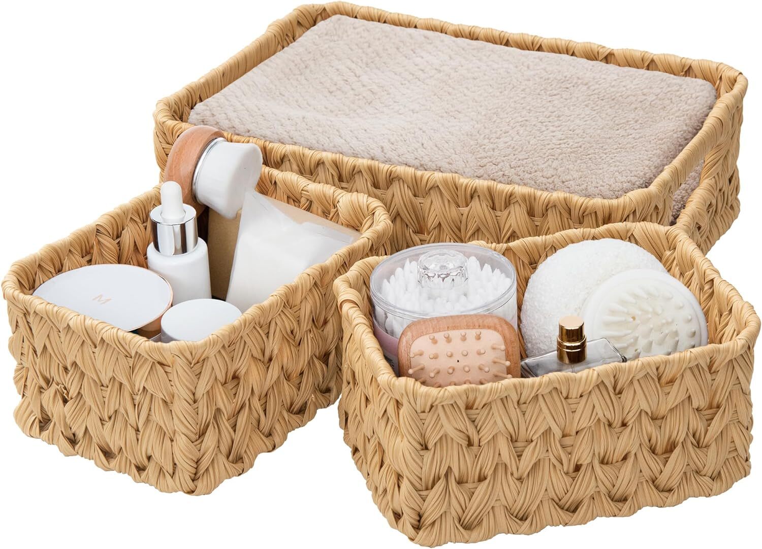 Storage Baskets for Shelves Wicker Baskets for Organizing Waterproof Storage ...-image