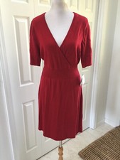 NWT $60 Liz Claiborne Red SS V Neck sweater dress L
