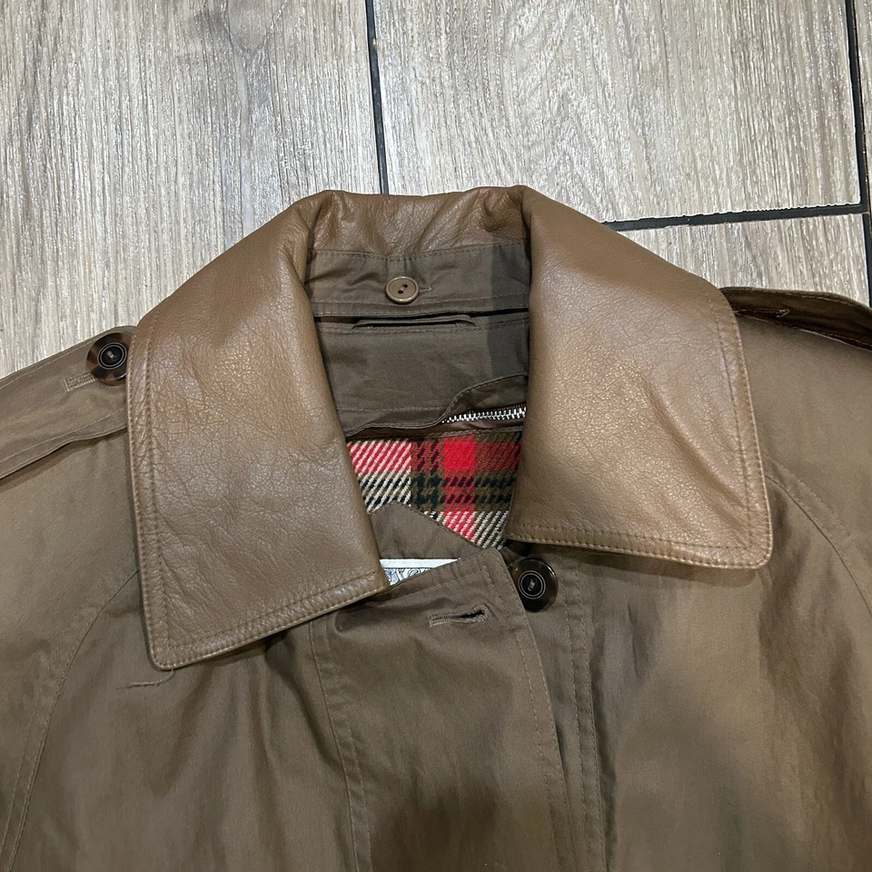 Gabardina para mujer J Gallery 9/10 marrón medio hasta el suelo cuero cuello corbata Foto 3 de 4