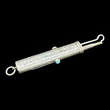 FRANCIS MORDAN STERLING SILVER CHATELAINE ETUI COMBINATION PENCIL / BUTTON HOOK