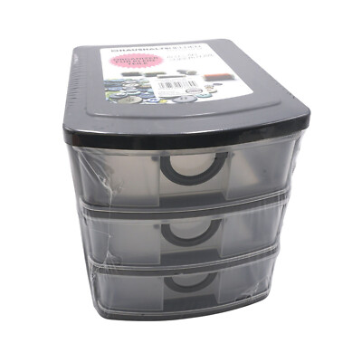 Schubladenbox Kunststoff 19 x 14,5 x 16 cm 3 Schubladen Organizer Stapelbar