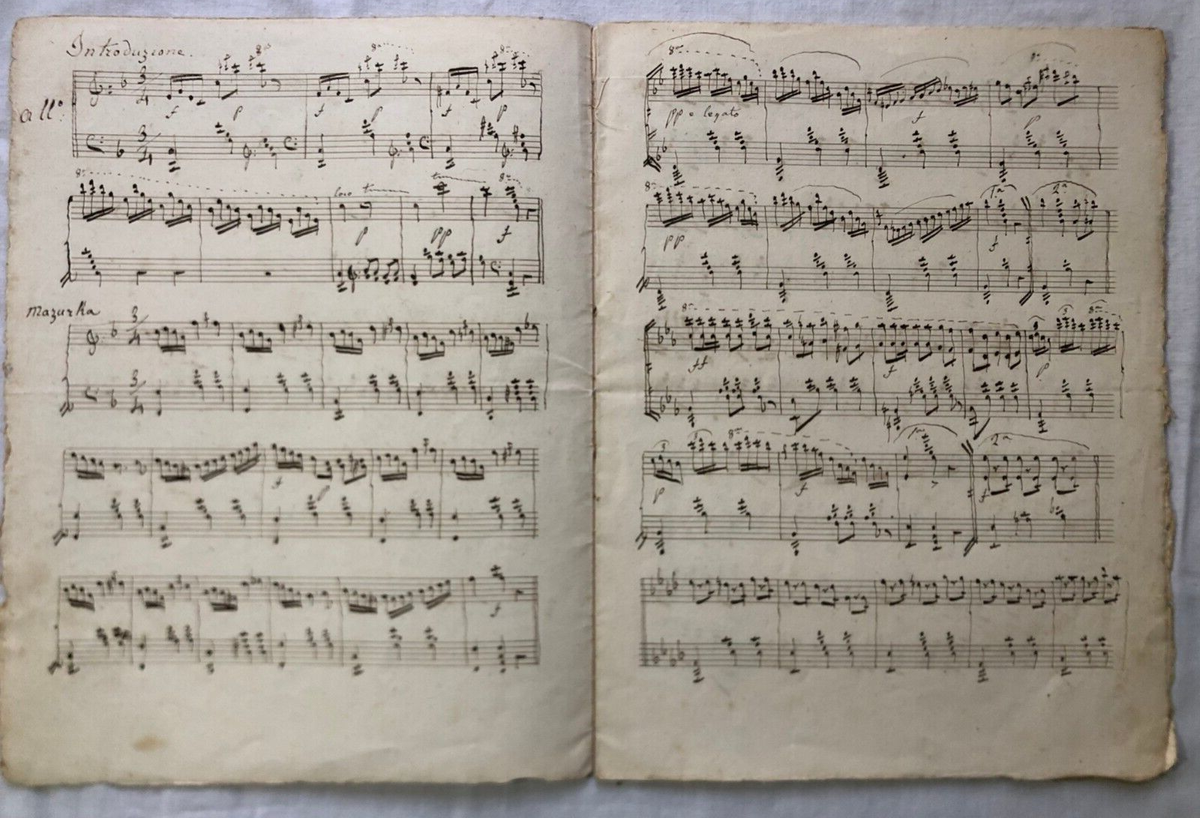 Inedito Originale Antico spartito musicale manoscritto Mazurka pianoforte