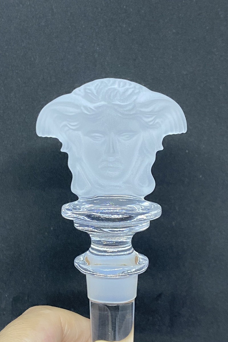 Vintage Versace Rosenthal White Crystal Medusa Wine Bottle