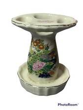 Floral Peacock Ceramic Toothbrush Or Pen Holder Made In Japan