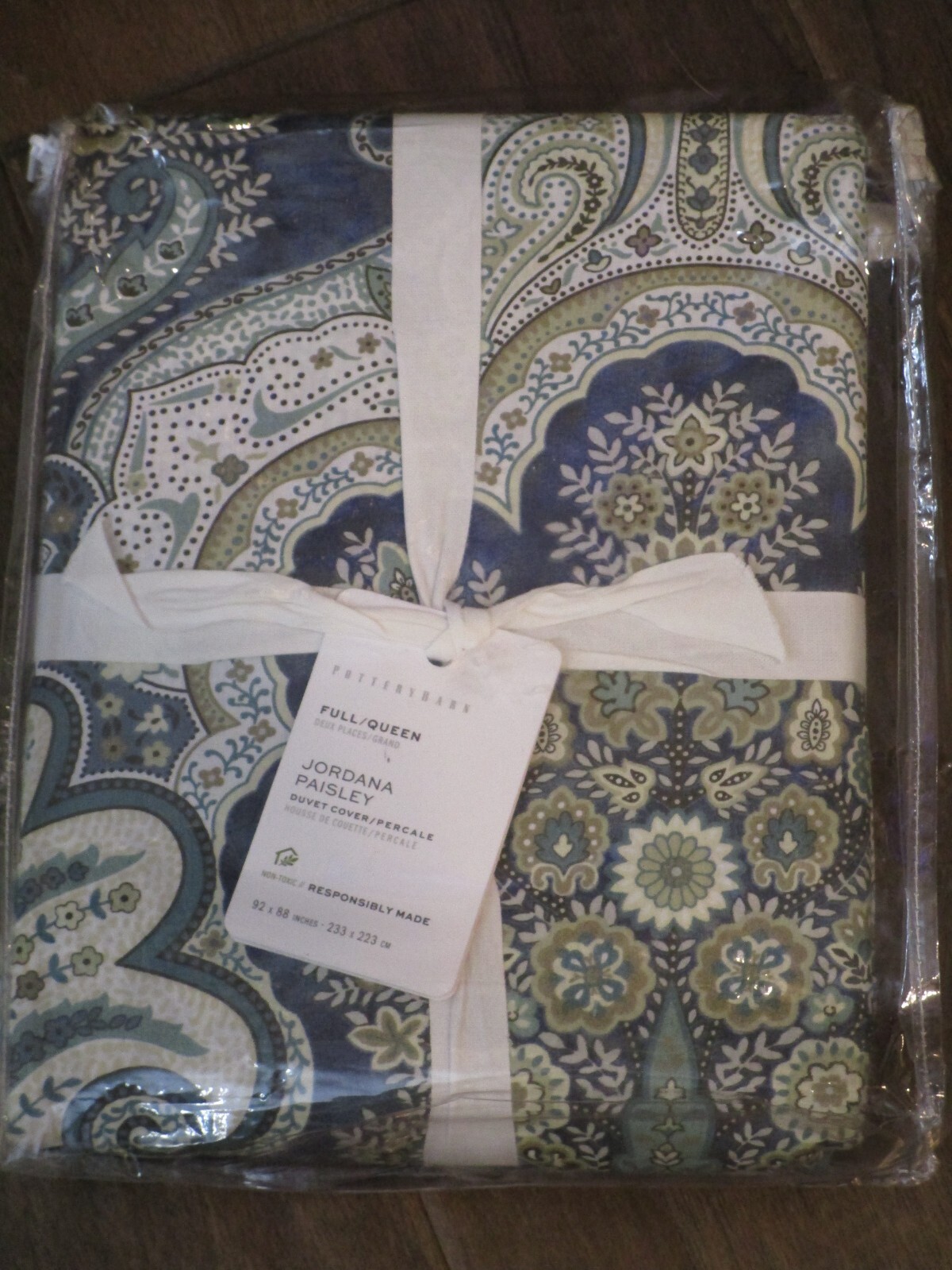 POTTERY BARN JORDANA PAISLEY BLUE FULL/QUEEN DUVET COVER NEW eBay