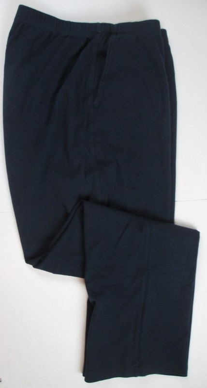 LANDS END Radiant Navy Sport Cotton Knit Pants Womens L 14/16 ~NEW~