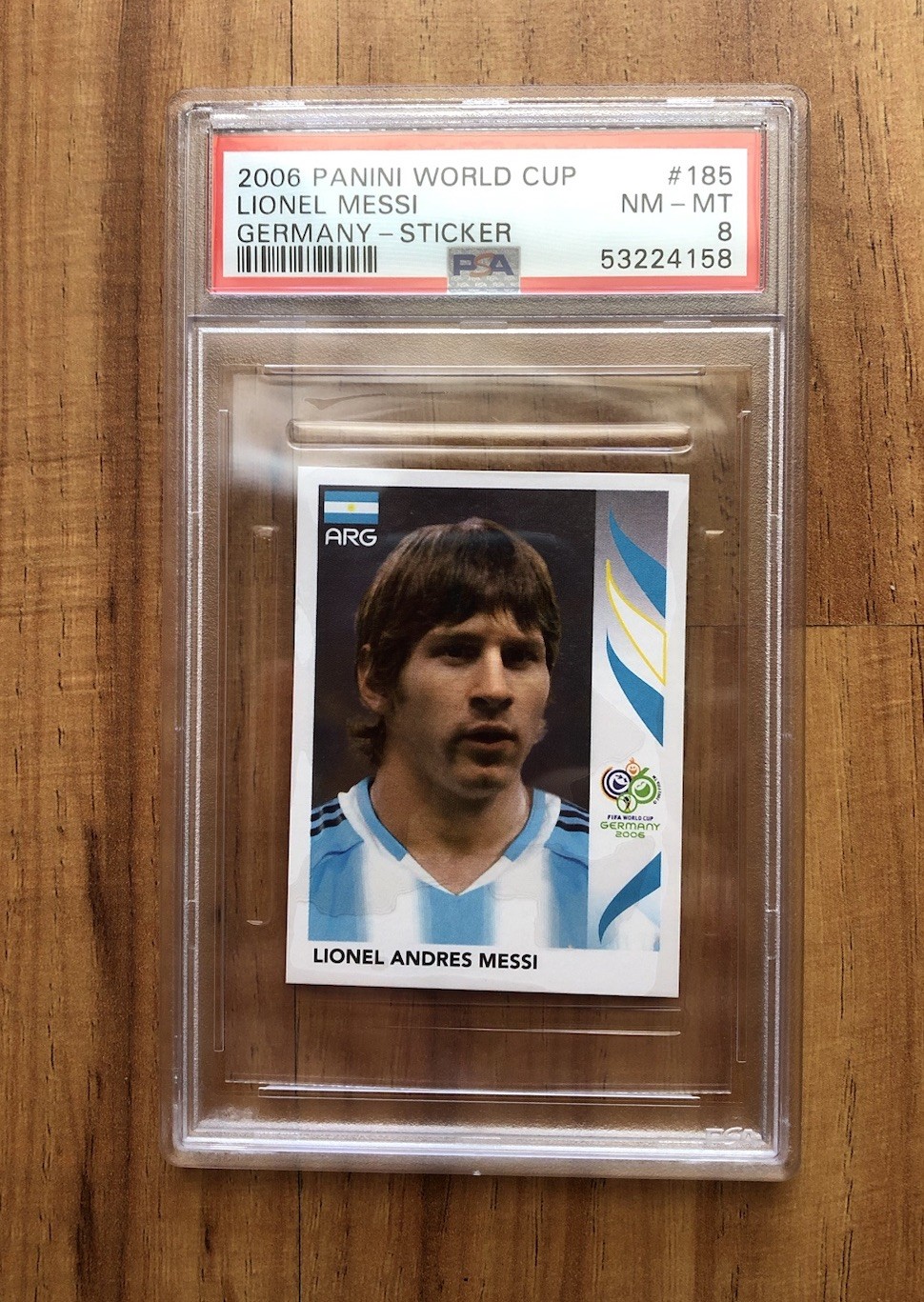 2006 Panini World Cup Lionel Messi Germany Sticker PSA 8 Argentina view 1