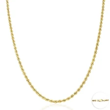 14K Yellow Gold 3mm Hollow Rope Chain 22"