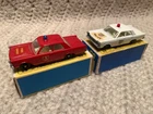 Matchbox Lesney Lot Of 2 1965 Ford #55 Police & #59 Fire Chief Cars W/Boxes