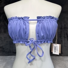 Free People + Toast Swim Sz M Ruffle Bandeau Bikini Top Lavender Jacaranda NWT