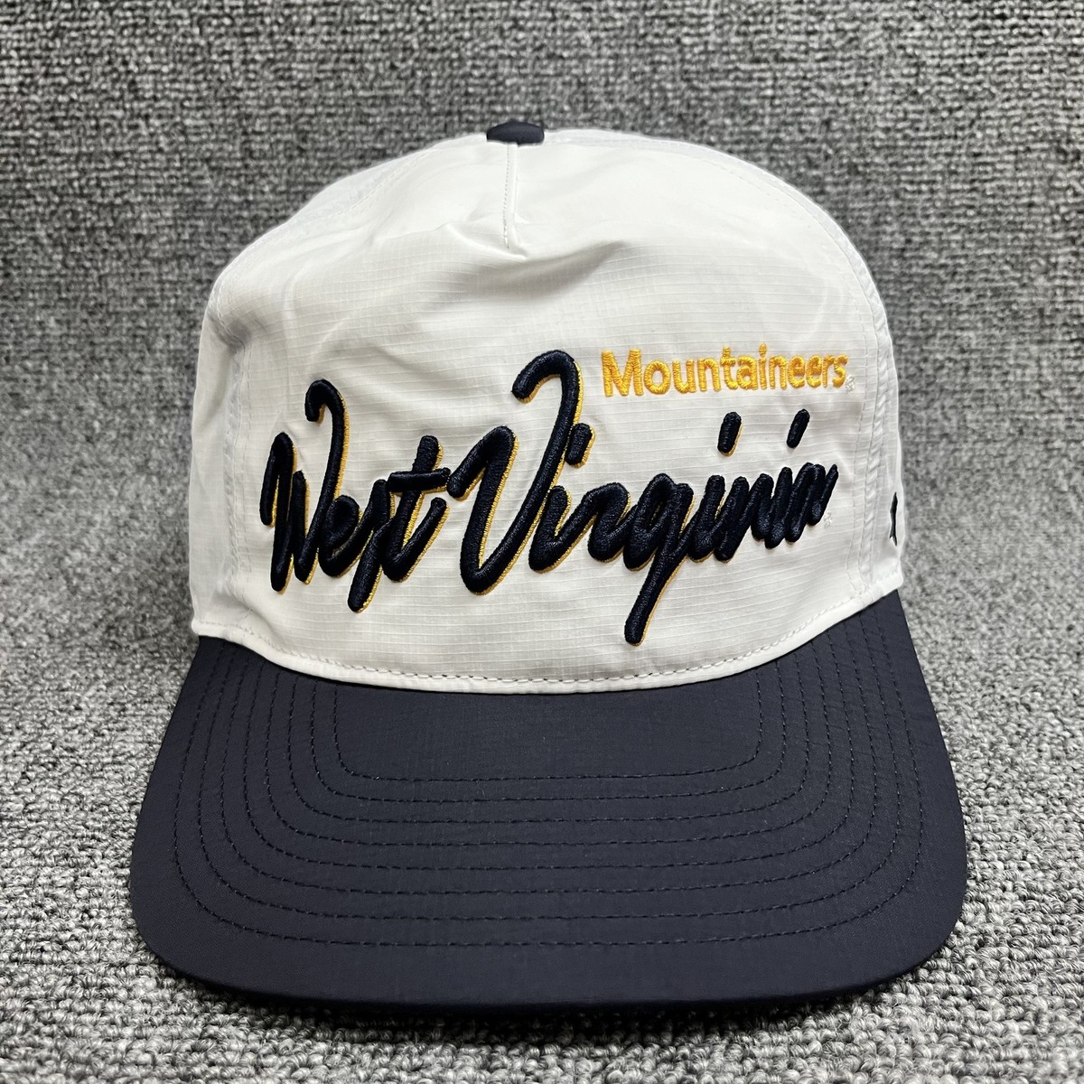 '47 Brand West Virginia Mountaineers Snapback Hat White Navy Flat Brim New