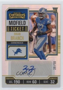 2023 Panini Contenders Midfield Ticket /50 Brian Branch #219 Rookie Auto RC